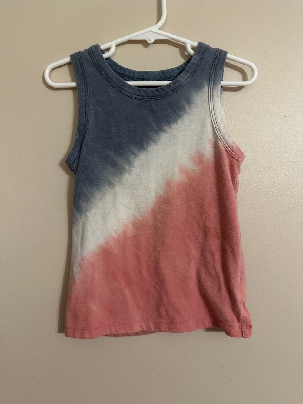 Tie-Dye Diagonal Tank Top in red white and blue